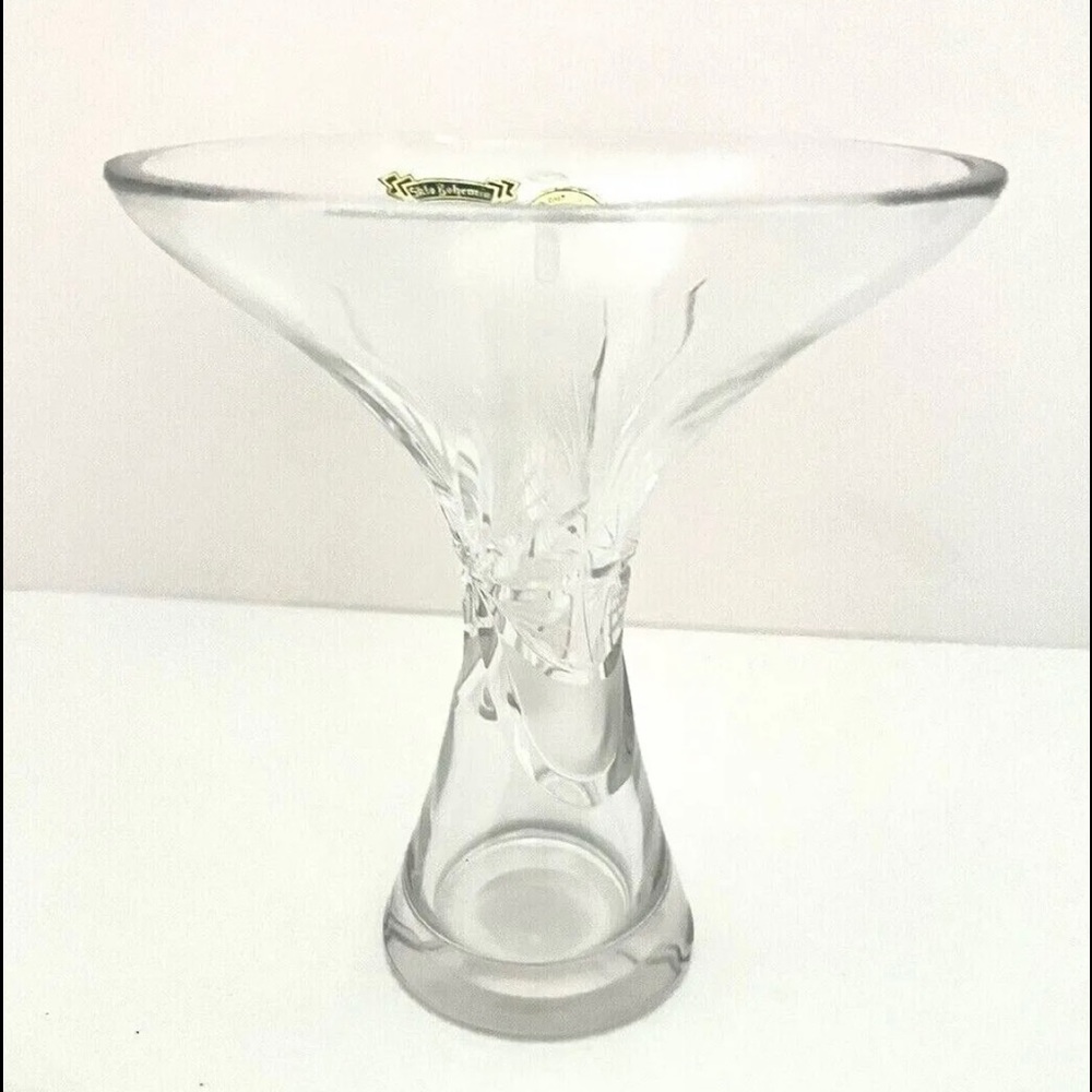 Sklo Bohemia CZECH Vintage Vase Hand Cut 24% Lead Glass 6